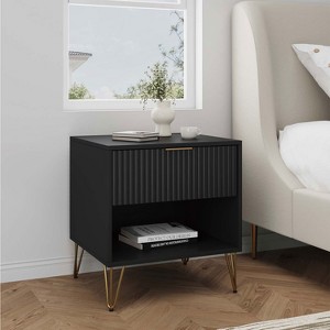KTMBDW Nightstand, Accent Bedside End Side Table with Storage Drawer, and Metal Legs for Living Room or Bedroom - 1 of 4
