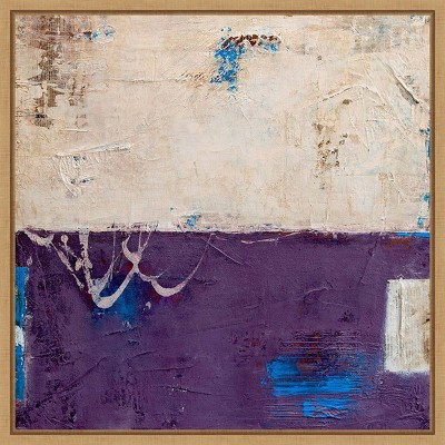 Erin Ashley Abstract Purple and Cream Canvas Wall Art with Maple Frame