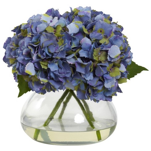 Nearly Natural 9-in Large Blooming Hydrangea With Vase : Target