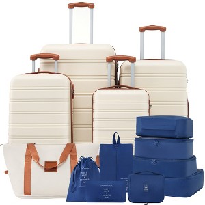 Luggage Set 4 PCS, Hardside Expandable Luggage w/Spinner Wheels, ABS Hardshell TSA Lock Spinner Wheels Luggage w/Travel Bag, 16" 20" 24" 28" Pink - 1 of 4