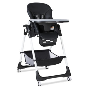 Kinder King Foldable High Chair for Babies & Toddlers, Adjustable Height, Recline, Storage Basket, Detachable Trays, 4 Lockable Wheels - 1 of 4