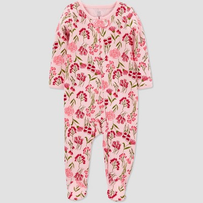 Image of Baby Girls' Floral Footed Pajama - Just One You® made by carter's Pink/Red 9M