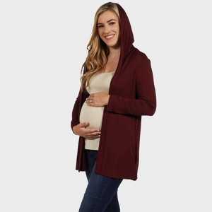 24seven Comfort Apparel Maternity Long Sleeve Draped Rounded Hem Jacket - 1 of 3