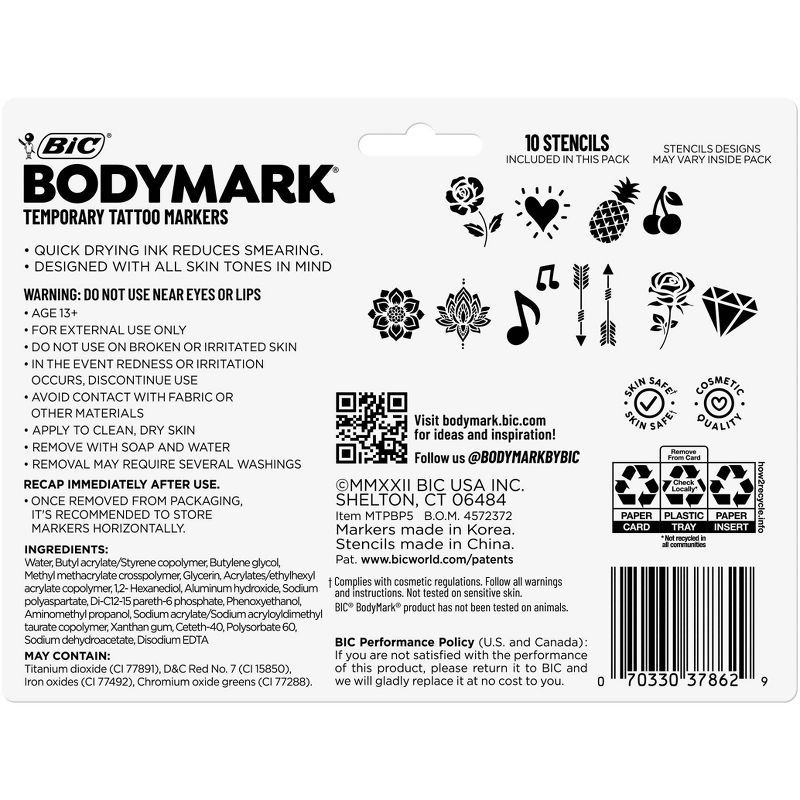 BodyMark by Bic 5pk Pastel Blister Tattoo Marker, 2 of 7