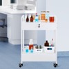 VEVOR Lab Cart, 2 Tiers Stainless Steel Utility Cart, Medical Cart with 2 Drawers, Rolling Lab Cart White Paint, Serving Cart with Swivel Casters - 2 of 4