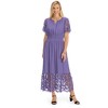 Collections Etc Lace Detail Sleeve & Border V-Neck Smocked Waist Dress - 4 of 4