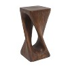 Okak 16/26.8IN Outdoor Side Table with Modern Twist Shape, Patio End Table with Wood-Like Texture, Outdoor Bar Table for Garden, Backyard, Porch - 3 of 4