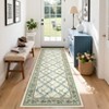 Modern Boho Farmhouse Bedroom Living Room Rugs, Floral Leaf Print Non Slip Throw Carpet for Dining Room Kitchen Office - 4 of 4