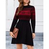 Women Long Sleeve Knitted Crewneck High Waist A-Line Cute Mini Sweater Dress Ugly Black XXL - 4 of 4