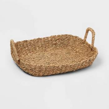 Twisted Seagrass Woven Tray Basket with Handle - Threshold™