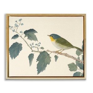 Stupell Industries Blue Bird and Leaves Floating Frame Canvas Art - 1 of 4