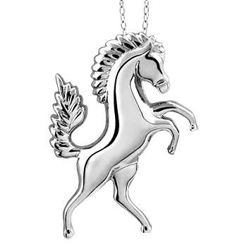 Women's Sterling Silver Horse Pendant (18")
