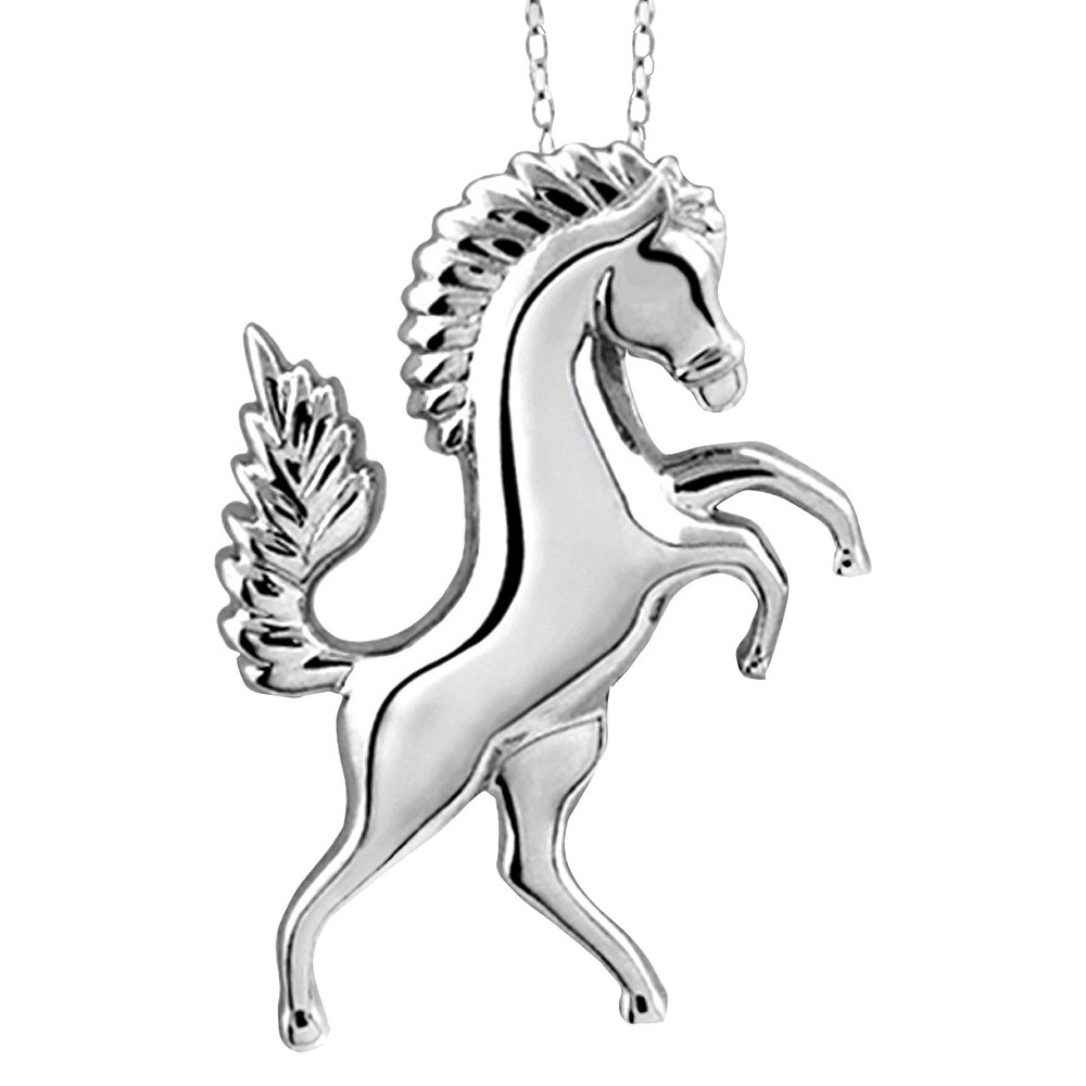 Photos - Pendant / Choker Necklace Women's Sterling Silver Plain Horse Pendant - White (18")