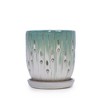 NAYSAYE Planter Set of 2 Ceramic Flowerpot with Drainage Hole for Indoor Outdoor Garden, White Green, 7.49"*7.49"*8.08" - 4 of 4