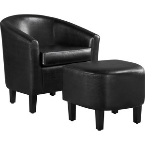 Yaheetech Faux Leather Accent Arm Chair Barrel Chair with Ottoman for Living Room - 1 of 4