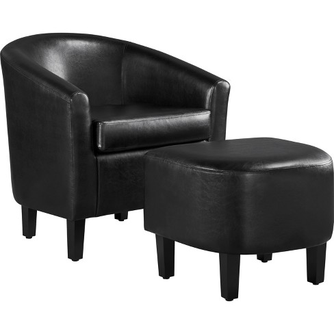 Yaheetech Faux Leather Accent Arm Chair Barrel Chair with Ottoman for Living Room - image 1 of 4