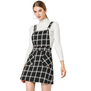Allegra K Women's Causal Adjustable Strap Above Knee Suspender Skirts - 1 of 4