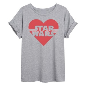 Women's - Star Wars - Valentine Heart Logo Oversized Graphic T-Shirt - 1 of 4
