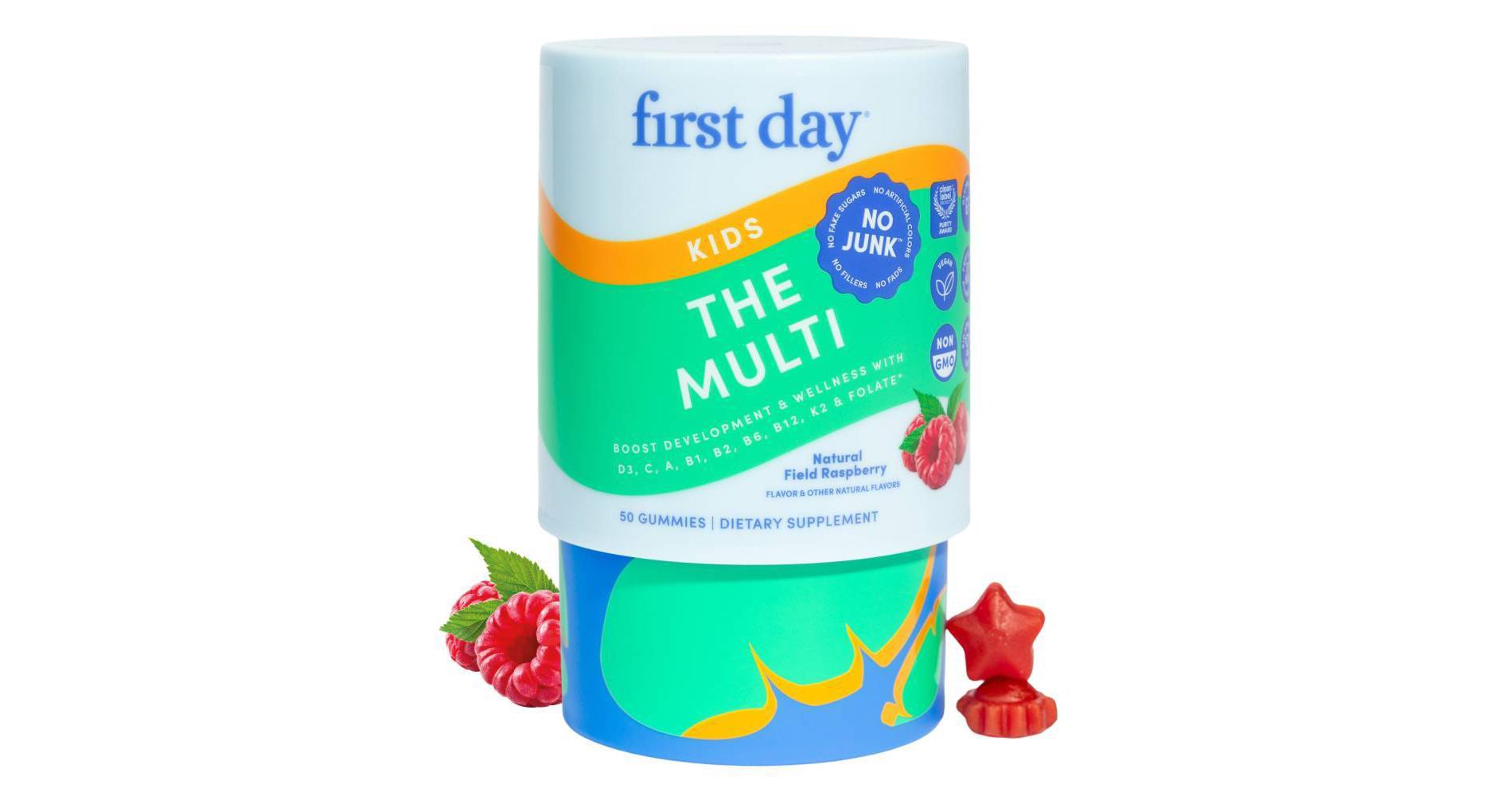 First Day Kids' The Multi Gummies for Development and Wellness with Superfoods + Multivitamins - Natural Field Raspberry - 50ct