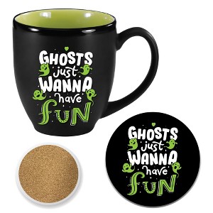 Courtside Market Ghosts Just Wanna Have Fun 16 oz Artisan Ceramic Mugs & Coaster Set - 1 of 1