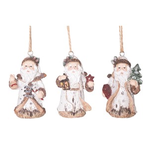 Transpac Resin Birch Santa Ornament Set of 3 Home Decorations Christmas - 1 of 2