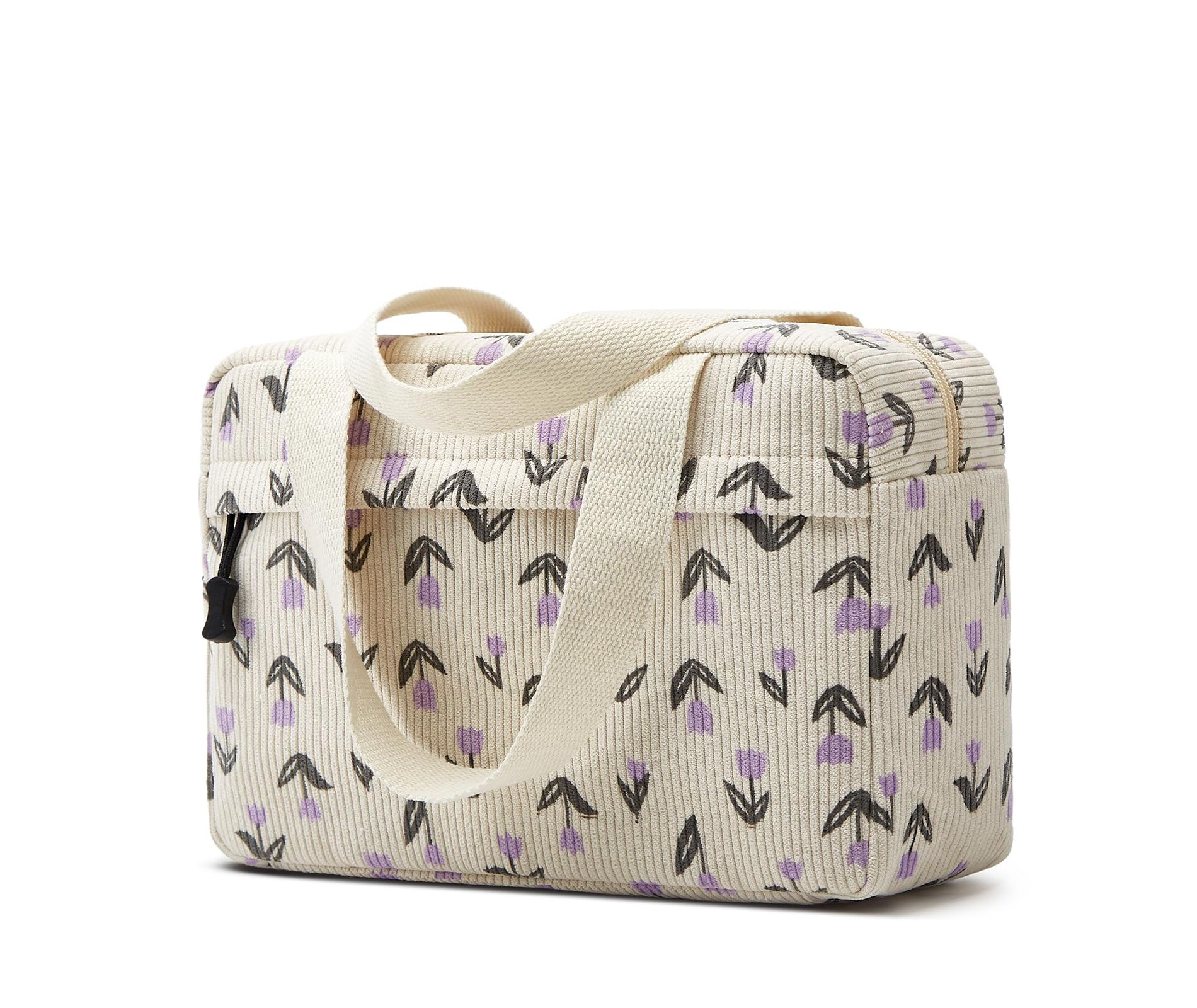 Narwey Large Makeup Bag for Women Corduroy Cosmetic bag Make up Bags for Travel Storage(Tulip Purple