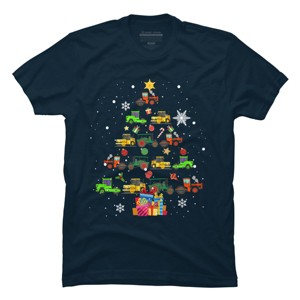 Men's Design By Humans Christmas Tractor Tree Gift Farmer Shirts Funny Tractor Xmas By VitMon T-Shirt - 1 of 4