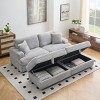 Modern 88.6" Corduroy Deep Seat Sofa with 2 Storage Ottomans, Cloud-Like Comfy 3-Seater Couch for Living Room or Small Spaces–The Pop Home - 2 of 4