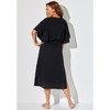 Swimsuits for All Women's Plus Size Crochet Trim Flutter Sleeve Midi Cover Up Dress - 3 of 4