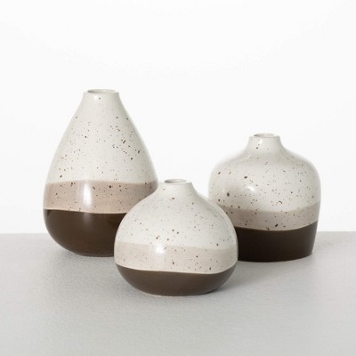 Sullivans 6", 4.5" & 3.75" Strata Mini Bud Vase Set of 3, Multicolor