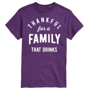 Men's - Instant Message - Thankful For A Family That Drinks Short Sleeve Graphic T-Shirt - 1 of 4