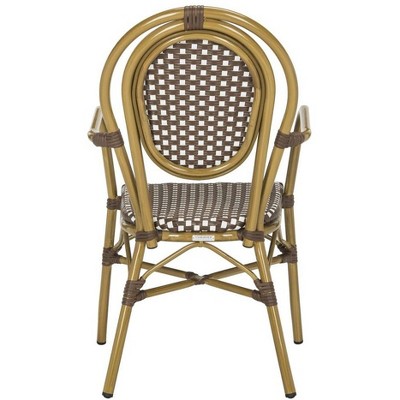 Côte d'Azur Inspired Brown & White Wicker Bistro Arm Chair