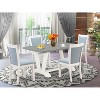 HomeStock 5-Piece Wire Brushed Linen White Finish Solid Wood Top Dining table with 4 Chairs - 2 of 4