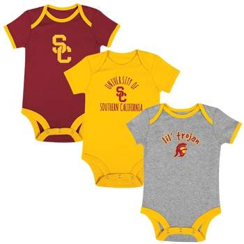 NCAA USC Trojans Infant Boys' Short Sleeve 3pk Bodysuit Set