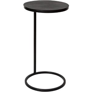 Uttermost Industrial Aged Black Metal Round Drink Table 12 1/2" Wide Antique Bronze Aluminum Slab Tabletop for Living Room Bedroom - 1 of 1