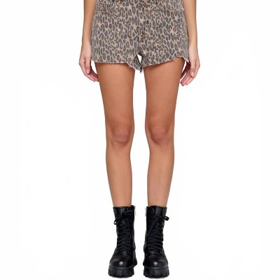 Women's Cheetah Denim Shorts - HIDDEN