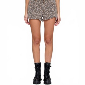 Women's Cheetah Denim Shorts - HIDDEN - 1 of 4