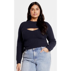Women's Plus Size Rina Sweater - denim marle | CITY CHIC - 1 of 4