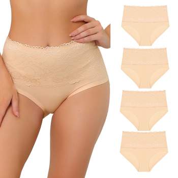 Agnes Orinda Women's High Waist Lace Trim Silky Comfy Plus Size Brief  Underwear Panty Panties