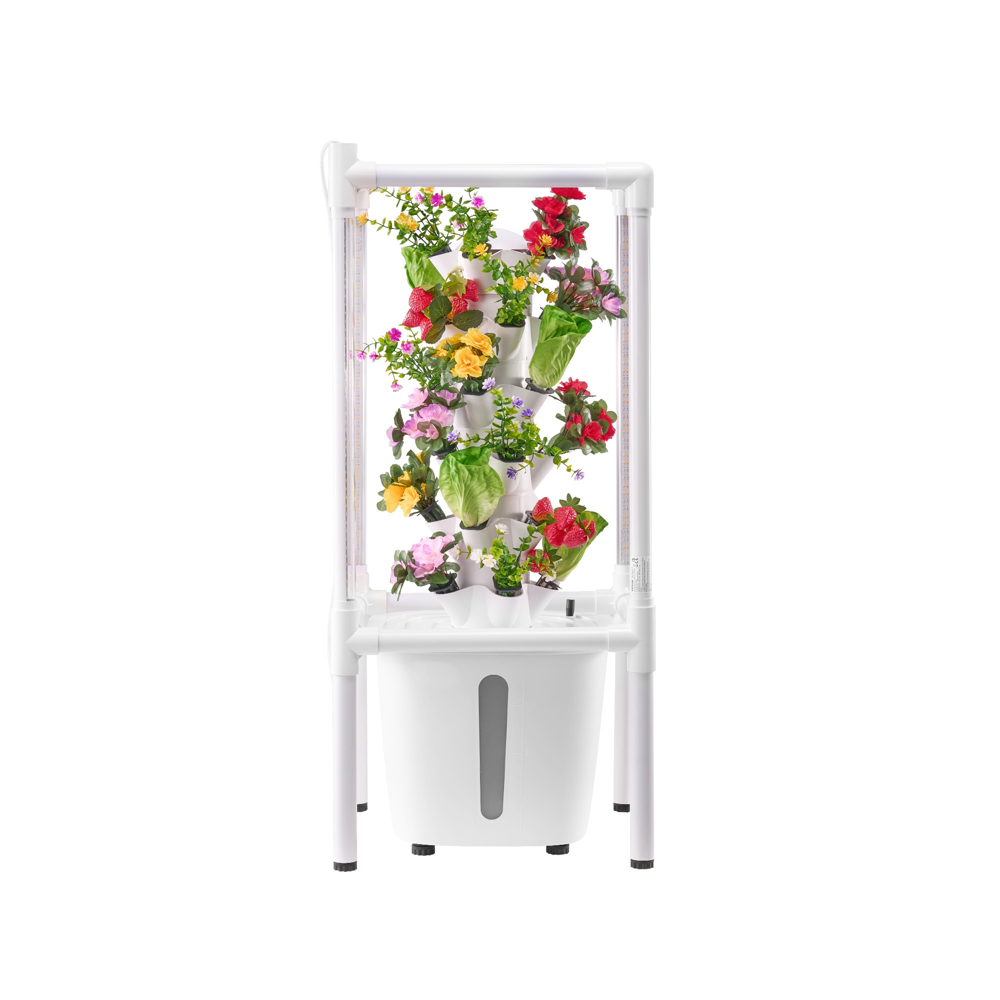 VEVOR Hydroponic Growing System with Grow Light, 30 Pods Vertical 6 Tiers Hydroponic Tower, Home Hydronic Garden with Water Pump,White
