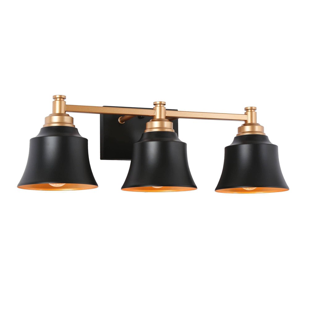 Photos - Light Bulb LNC Phapricornus 22" 3-Light Matte Black and Matte Gold LED Vanity Light B