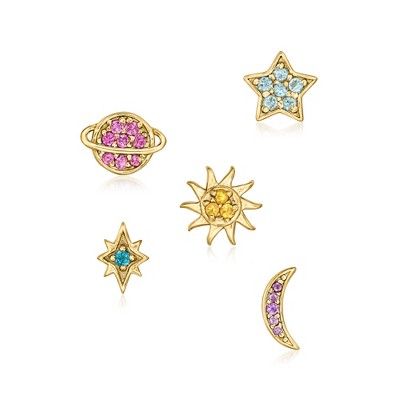 Ross-Simons 0.43 ct. t.w. Multi-Gemstone Celestial Jewelry Set: 5 Single Earrings in 18kt Gold Over Sterling