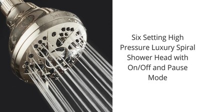 Brushed Nickel 6-Setting High Pressure Wall Mounted Shower Head