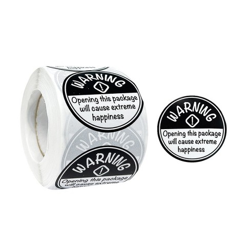 Wrapables 1.5 inch Black Extreme Happiness Warning Small Business Stickers Roll, Sealing Labels for Boxes, Envelopes, Bags and Packages (500pcs) - image 1 of 4