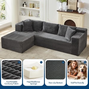 106" Cloud Sectional Couch with L-Shape Chaise with Deep Seat, Upholstered Couches for Living Room, Bedroom - 1 of 4