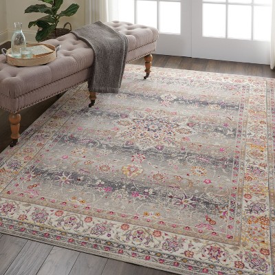 Gray Hand-Knotted Wool and Synthetic Rectangular Rug