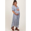 PinkBlush Navy Floral Deep V-Neck Handkerchief Hem Maternity Maxi Dress - 2 of 4