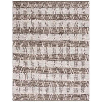 Gray and Light Brown Handmade Wool Flatweave Rug, 9' x 12'