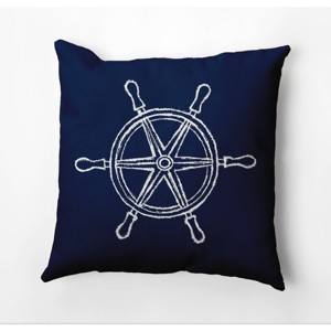 16"x16" Ship Wheel Nautical Square Throw Pillow - e by design - 1 of 3