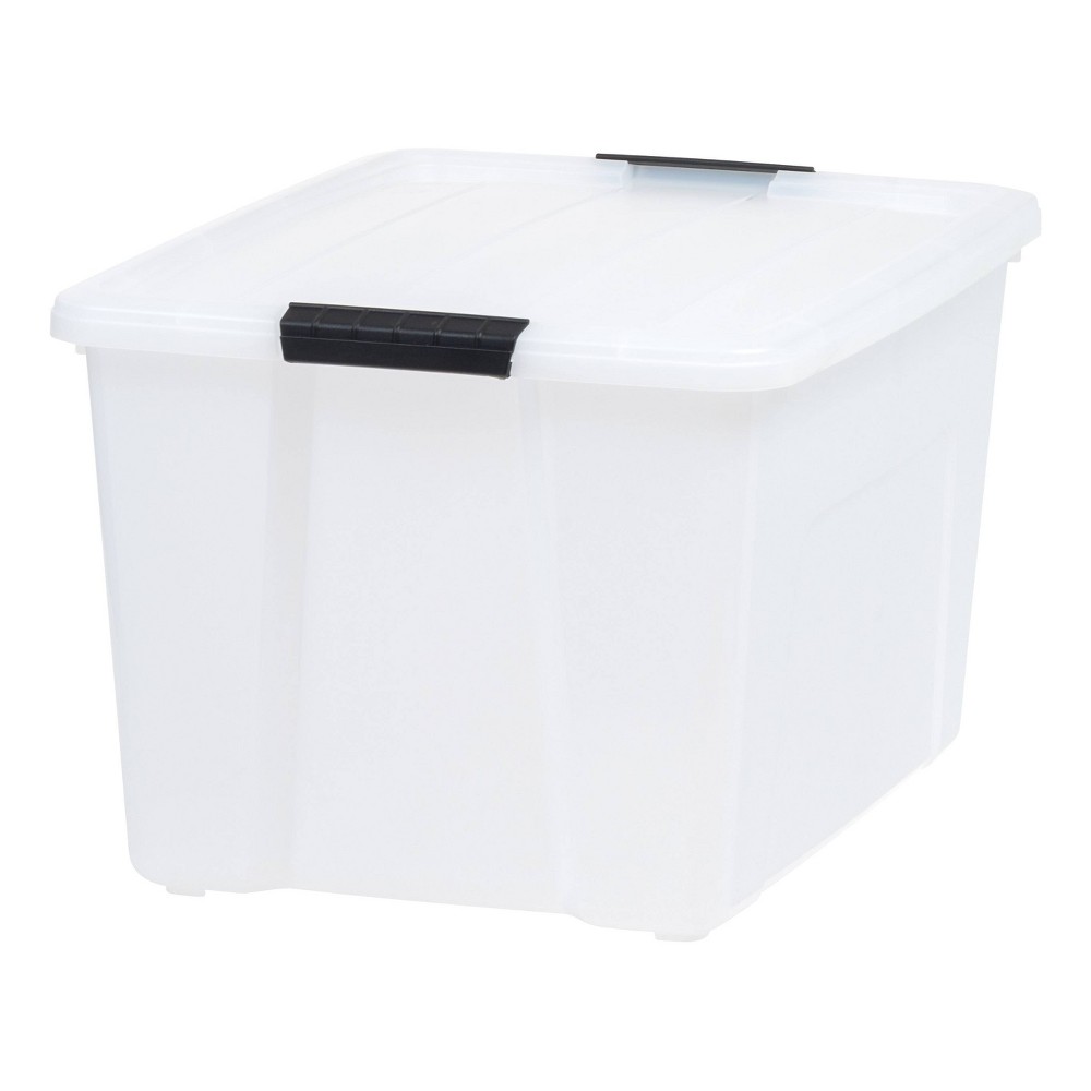 Photos - Clothes Drawer Organiser IRIS 53.65qt Stack and Pull Clear Storage Bin with Lid Natural 